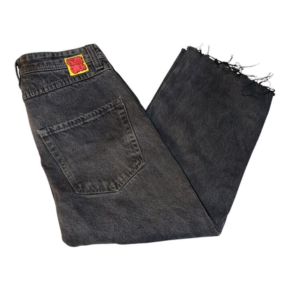 Skate Jeans Black Size 30 Distressed Fringe Raw Edge Early Grunge Style - Picture 10 of 11